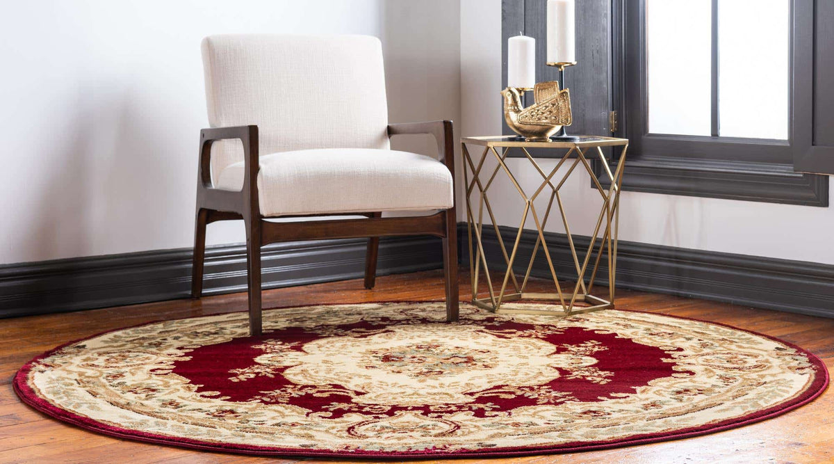Rund Teppich Classic Aubusson in Rot von Hadorn™ - Lifestyle Image